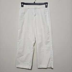 Dockers Women's Pants 4 White Ideal Fit Wide Leg Cotton Stretch Blend 1046